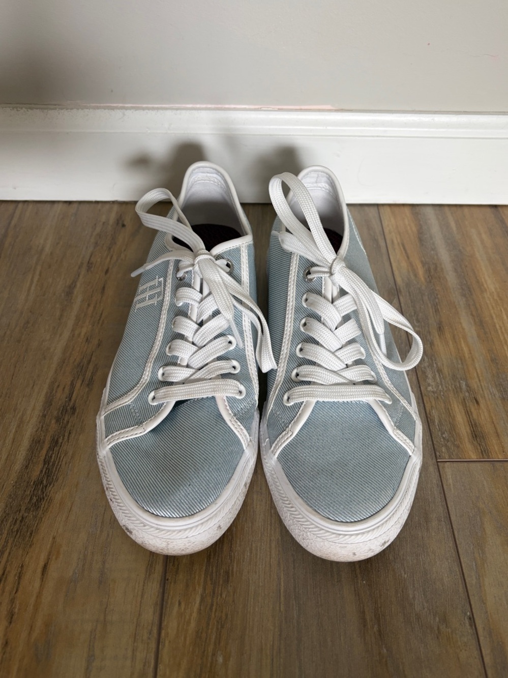 Tommy Hilfiger Light Blue Canvas Sneakers with White Soles
